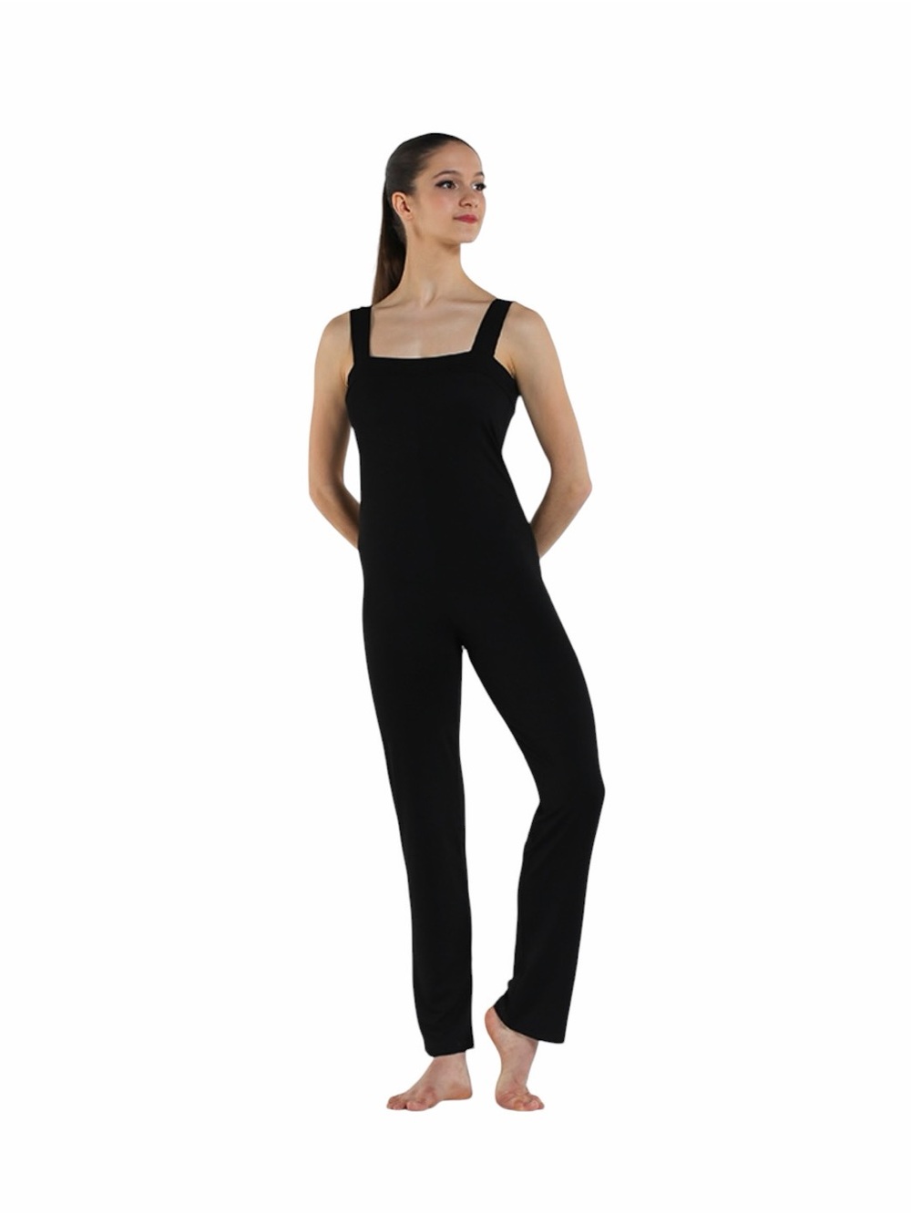 Seraphine•Black Square Neck Jumpsuit with Wide Straps